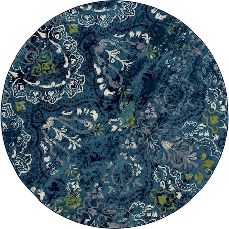 5 Ft. Bastille Collection Emerge Woven Round Area Rug, Teal